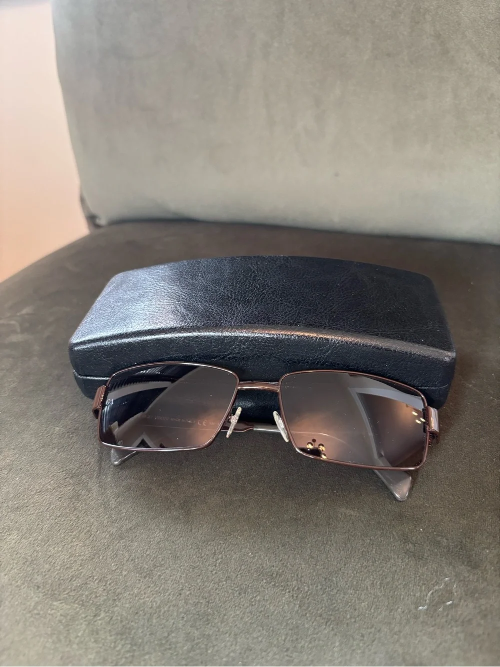 Giorgio Armani Brown Metal Rectangular Sunglasses